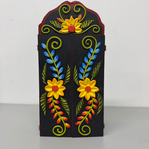 Wood and ceramic retablo-Tijera Dance