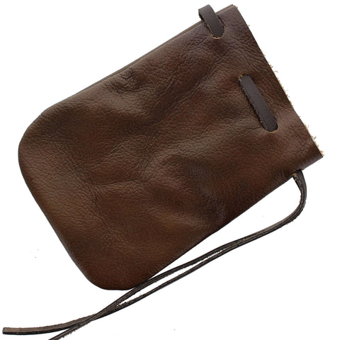 Leather Pouch with Draw String Lace- Large