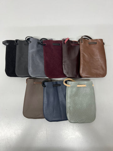 Leather Pouch w Drawstring- Large