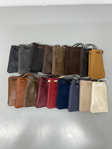 Leather Pouch w Drawstring- Medium