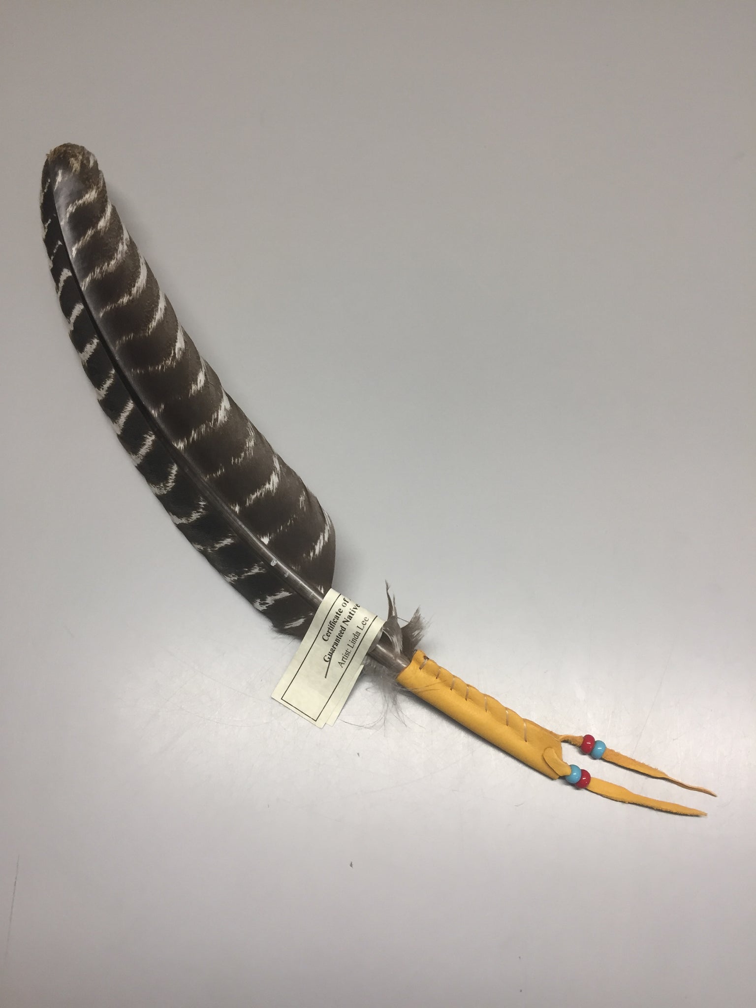 Native American Made Sacred Beaded Prayer/Smudging Feather